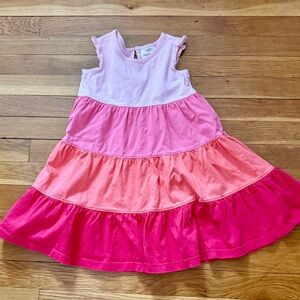 Hanna Andersson 100/4 Flutter Sleeve Tiered Colorblock Twirly Dress